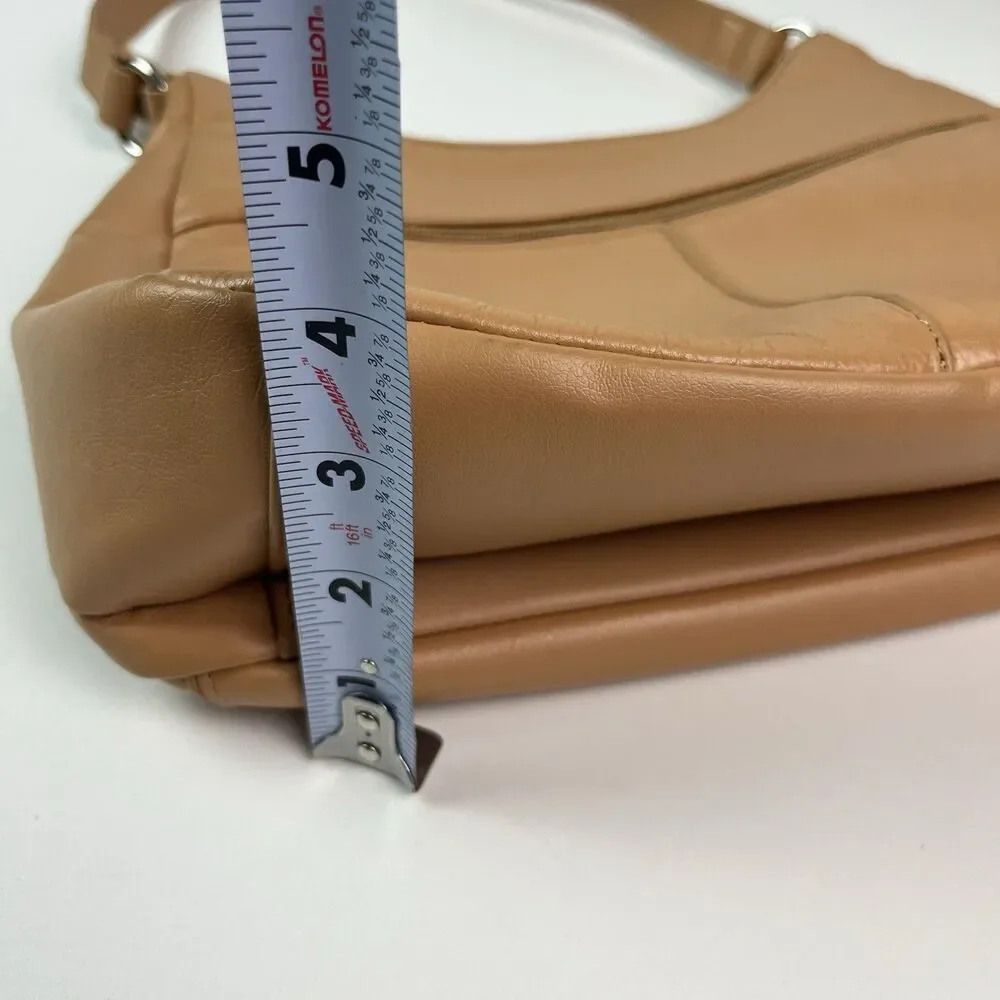 GIANI BERNINI Napa Leather Hobo Shoulder Bag Tan Classic Minimalist Preppy Retro